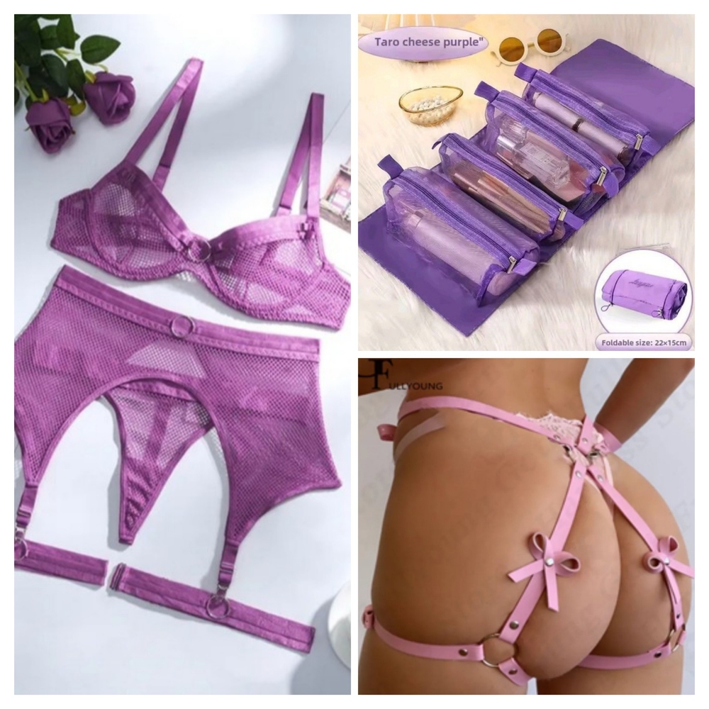 Lavender Lace 3-Piece Lingerie Set